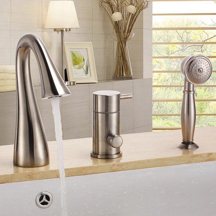 FS6141HB brushed nickel 3-piece tub faucet with hand shower (FontanaShowers)